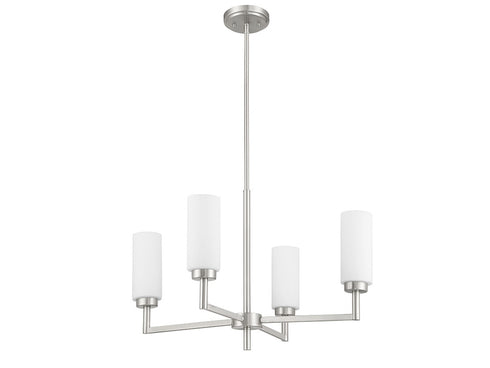 4-Light Chandelier in Natural Brass