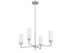 4-Light Chandelier in Natural Brass
