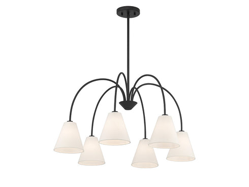 6-Light Chandelier in Matte Black