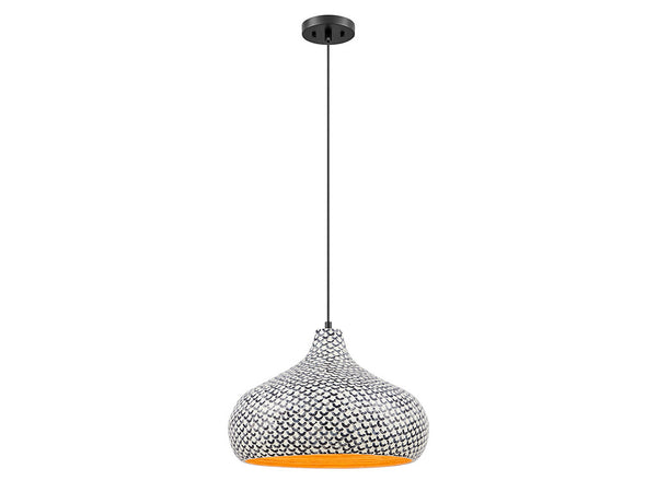 Jade 1-Light Pendant in Black and White Shell