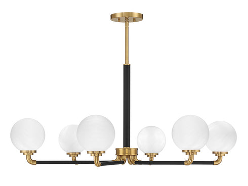 Dresden 6-Light Chandelier in Matte Black with Warm Brass Accents