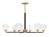 Dresden 6-Light Chandelier in Matte Black with Warm Brass Accents