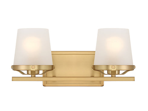 Klein 2-Light Bathroom Vanity Light in Warm Brass