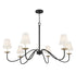 6-Light Chandelier in Black with Natural Brass Accents