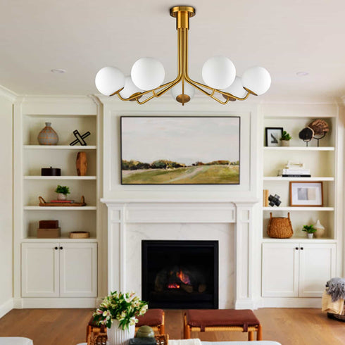 Flavie Mid-Century Modern Semi Flush Mount Globe Ceiling Light