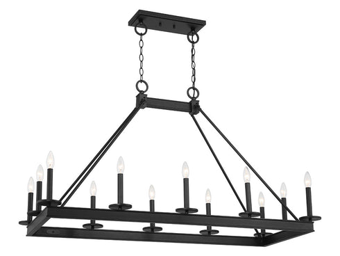 Boylston 12-Light Linear Chandelier in Matte Black
