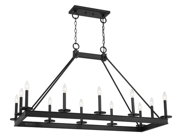 Boylston 12-Light Linear Chandelier in Matte Black