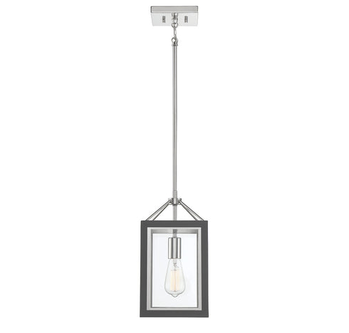 Champlin 1-Light Pendant in Gray with Polished Nickel Accents