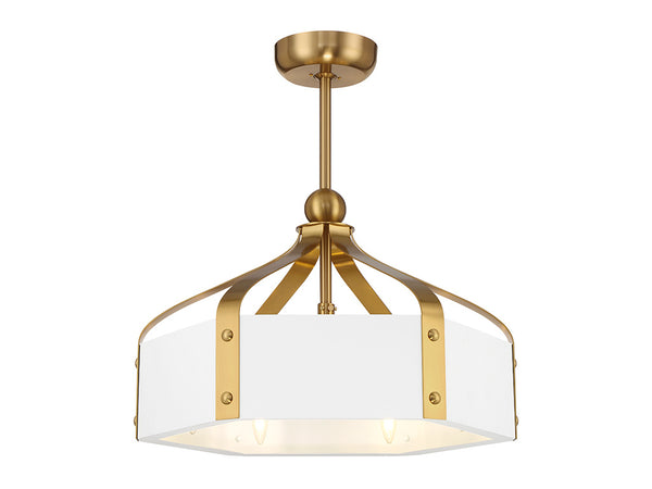 Sheffield 6-Light LED Fan D'Lier in White with Warm Brass Accents