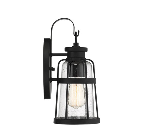 Quinton 1-Light Small Outdoor Wall Lantern in Matte Black