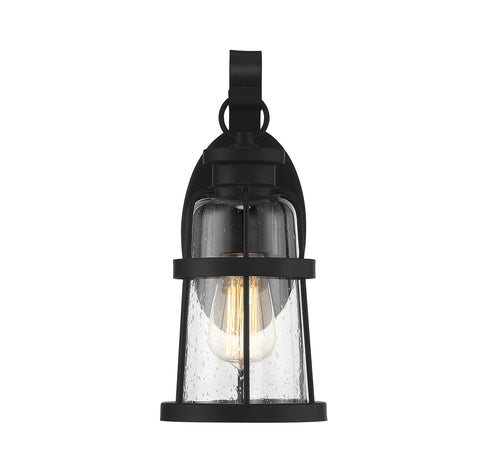 Quinton 1-Light Small Outdoor Wall Lantern in Matte Black