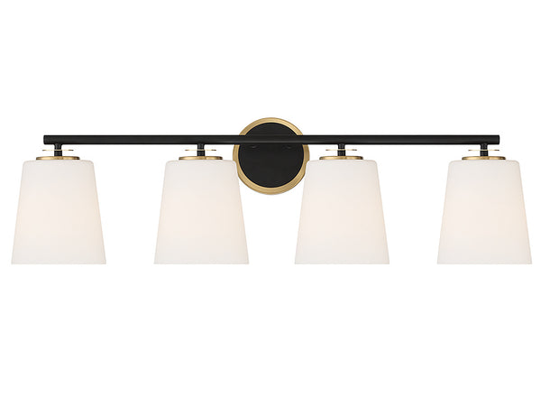 4-Light Bathroom Vanity Light in Matte Black and Natural Brass