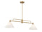 2-Light Linear Chandelier in Natural Brass