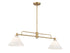2-Light Linear Chandelier in Natural Brass