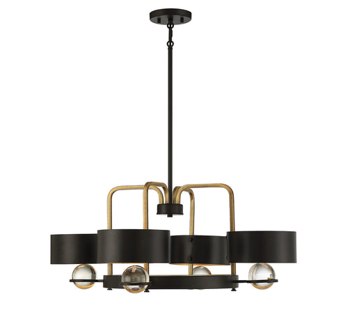 Chambord 4-Light Chandelier in Vintage Black with Warm Brass Accents