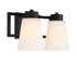 Russo 2-Light Bathroom Vanity Light in Matte Black with Warm Brass Accents