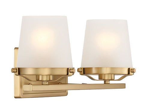 Klein 2-Light Bathroom Vanity Light in Warm Brass