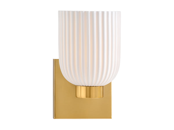 Isla Blanca 1-Light Wall Sconce in Warm Brass by Breegan Jane
