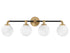 Dresden 4-Light Bathroom Vanity Light in Matte Black with Warm Brass Accents