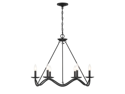 6-Light Chandelier in Matte Black