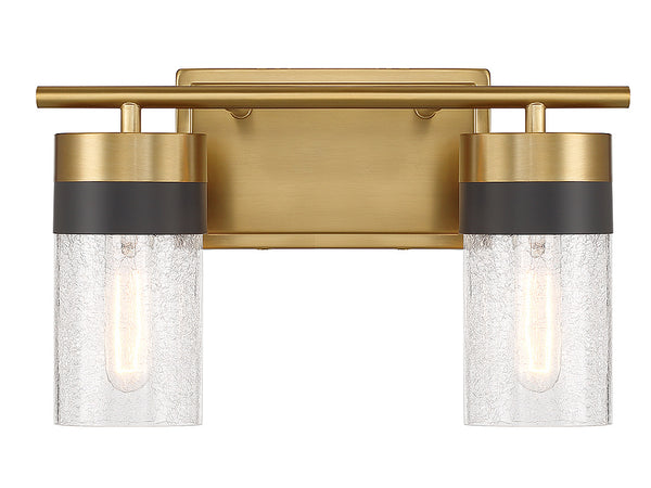 Brickell 2-Light Bathroom Vanity Light in Warm Brass and Black