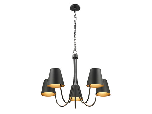 5-Light Chandelier in Matte Black