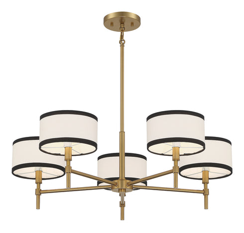 5-Light Chandelier in Natural Brass