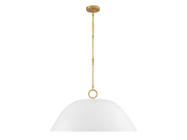 Alta 1-Light Pendant in White Bisque and Brass