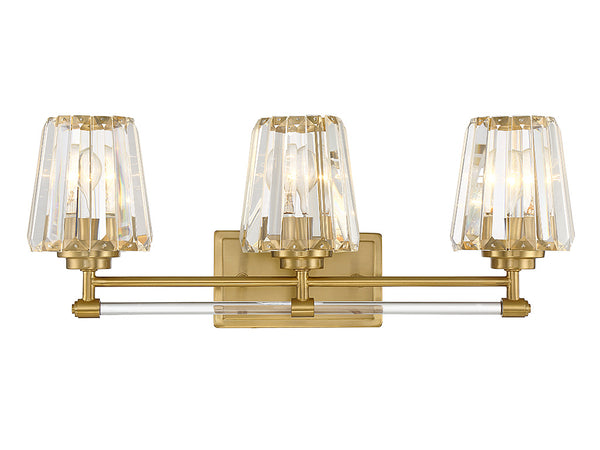 Garnet 3-Light Bathroom Vanity Light in Warm Brass