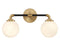 Dresden 2-Light Bathroom Vanity Light in Matte Black with Warm Brass Accents