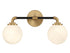 Dresden 2-Light Bathroom Vanity Light in Matte Black with Warm Brass Accents