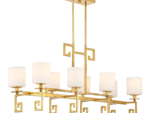 Quatrain 8-Light Linear Chandelier in True Gold