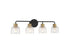 Flagler 4-Light Bathroom Vanity Light in Matte Black with Warm Brass Accents