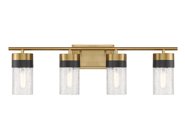 Brickell 4-Light Bathroom Vanity Light in Warm Brass and Black