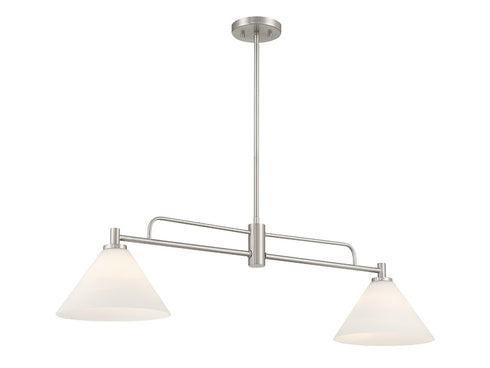 2-Light Linear Chandelier in Natural Brass