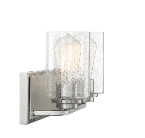 Sheppard 2-Light Bathroom Vanity Light in Satin Nickel with Greywood
