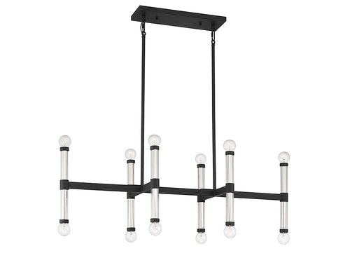 Kingsburg 12-Light Linear Chandelier in Matte Black