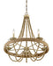 5-Light Chandelier in Natural Wood with Rope
