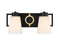 Russo 2-Light Bathroom Vanity Light in Matte Black with Warm Brass Accents