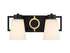Russo 2-Light Bathroom Vanity Light in Matte Black with Warm Brass Accents