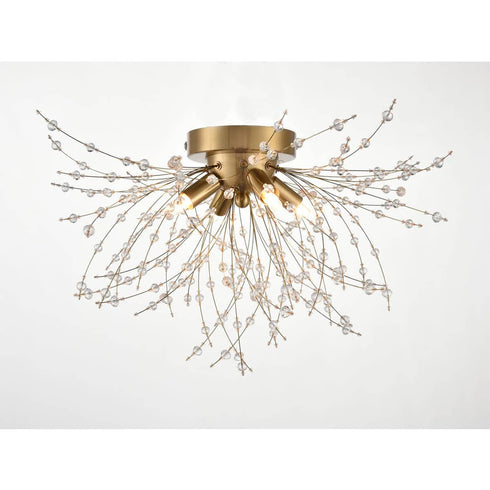 Modern Crystal Semi Flush Ceiling Light 4-Light Dandelion Chrome