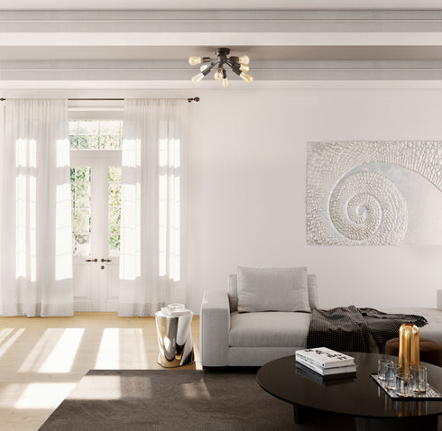 Modern Black Sputnik Ceiling Light 8-light Flush Mount Fixture