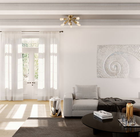 Modern 8-light Brass Sputnik Flush Mount Ceiling Light