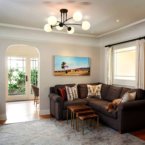 Industrial Farmhouse Globe Ceiling Chandelier Black