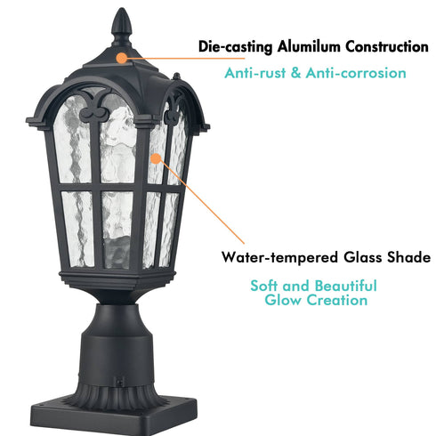 Industrial Outdoor Post Light Pillar Lantern with Pier Mount Matte Black