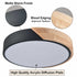 Modern Black and Wood LED Flush Mount Ceiling Light