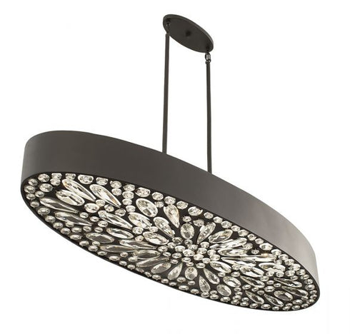 Azores 6-Light Linear Chandelier in Black Cashmere