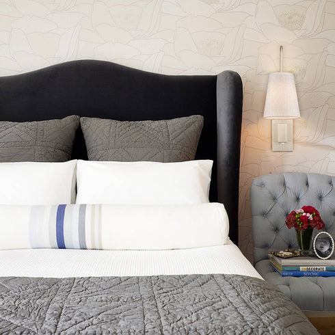 Plug-in Wall Sconce for Bedroom Lamps Set of 2 Pull Chain Switch, Brushed Nickel