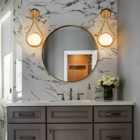 Modern Wall Sconce Milk Globe Light Set of 2