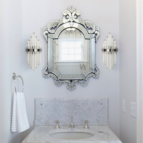 Modern Glass Rod Wall Sconces Titanium Black Finish Set of 2